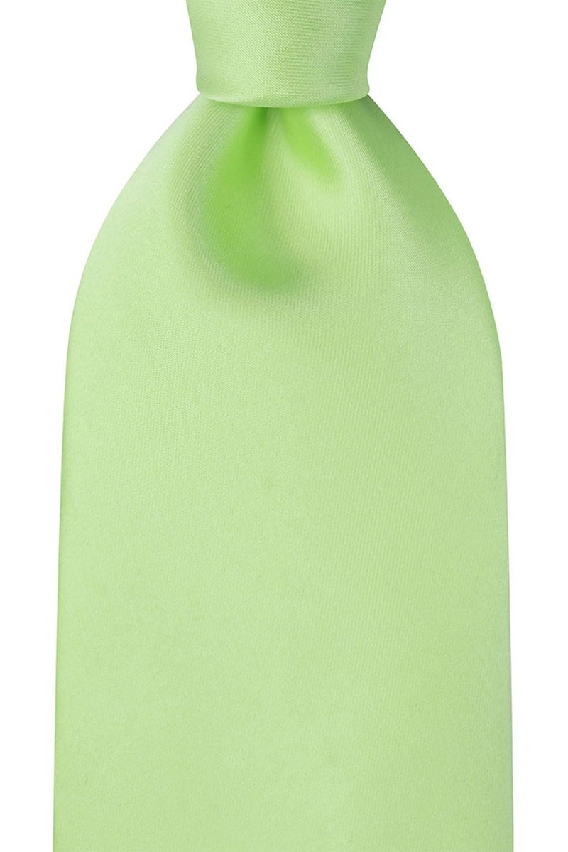 KissTies Mens Lime Green Tie Satin Meadow Necktie + Gift Box - Image 2